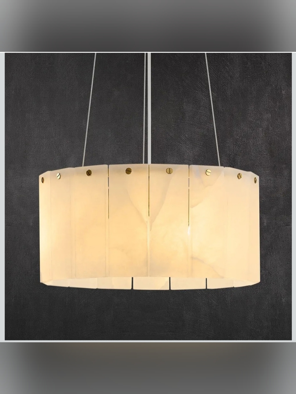 Modern Luxury Round Alabaster Chandelier: 11.8" Contemporary Natural Spanish